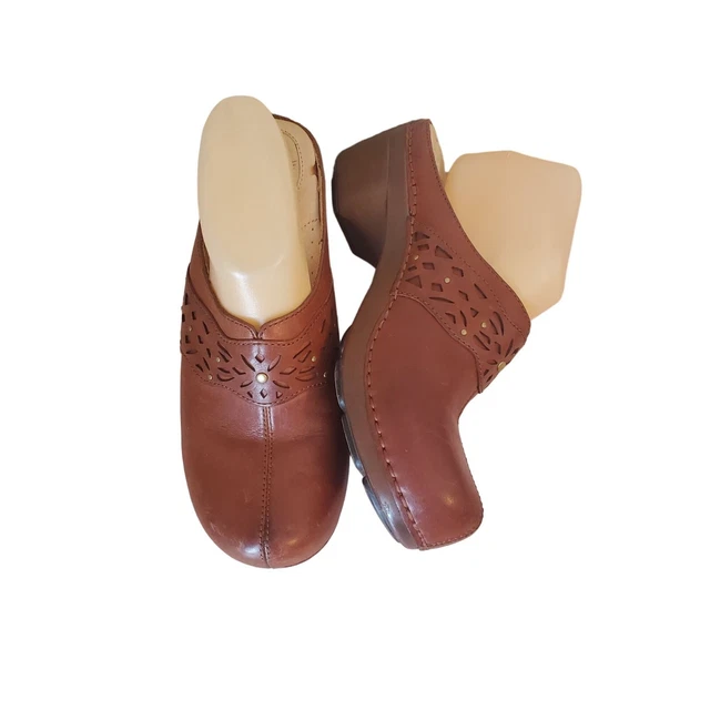 Dansko 40 Brown Mules Clogs Nursing Shoes Comfort Leather 9.5 10 SHYANNE