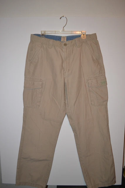 Red Head Brand Co. Cargo Pants Mens Sz 36x34 Khaki Straight Cut Flat Front 2559