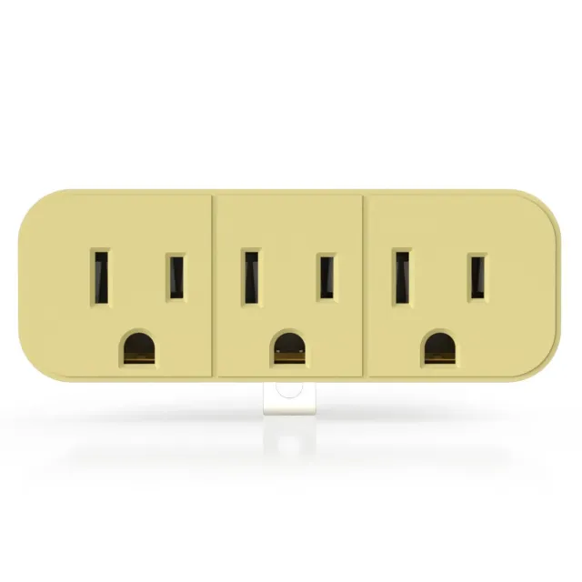 2 to 3 Prong Grounded Triple Outlet Extender, 2-Prong to 3-Prong Adapter Conv...