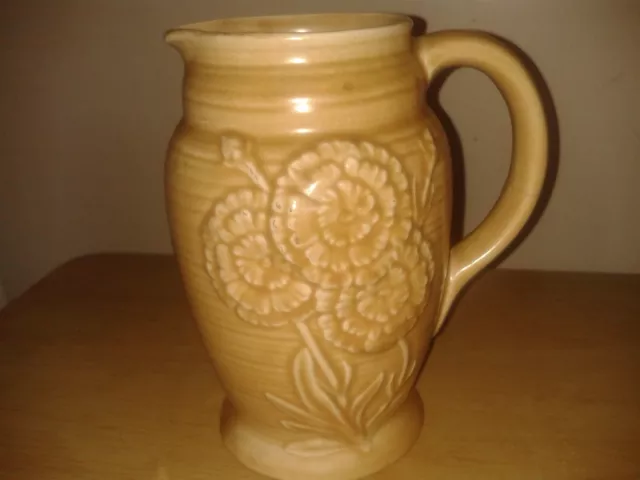 Vintage Burlington ware jug. Floral embossed design . 1960's. Hand painted(C14)