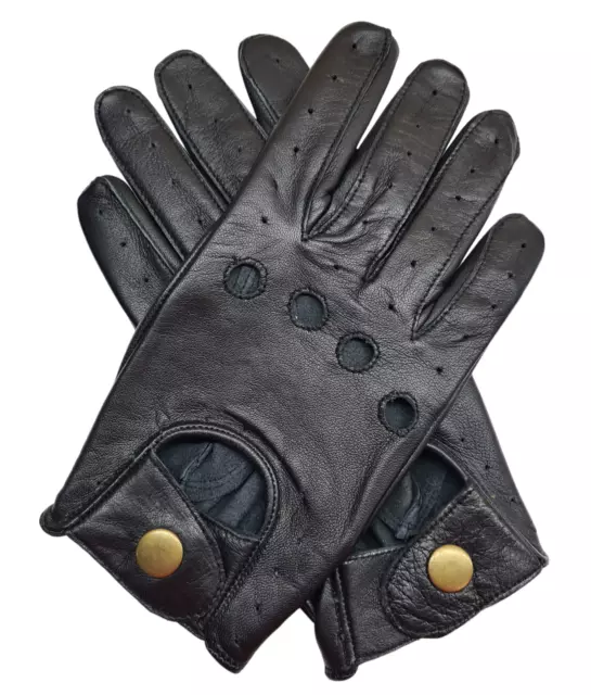 New Men's Premium High Quality Soft Black Real Leather Classic Driving Gloves