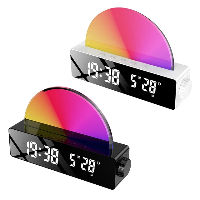 Alarm Clock Réveil Avec USB Port 180 �� Rotatif Noir/Blanc Coloré Clair