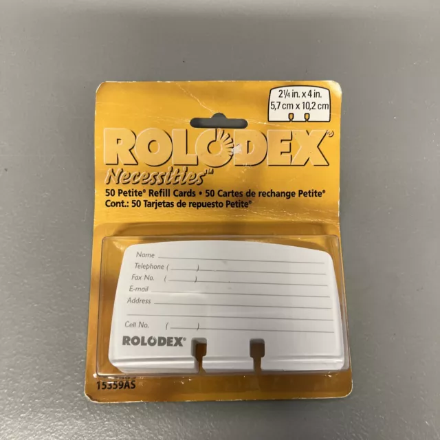 Rolodex Necessities Refill Cards 50 pack Petite 2 1/4x 4 in Contact Information