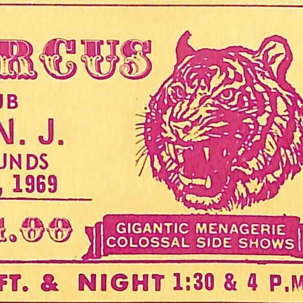 SCARCE HOXIE CIRCUS Used Adult Ticket 1969 Green Brook, NJ School
