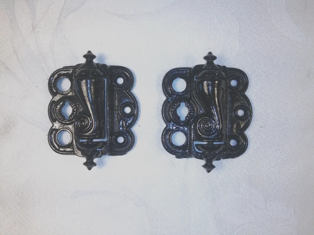Pair of Antique Victorian Cast Iron Spring Loaded Screen Door Hinge 3" x 3"