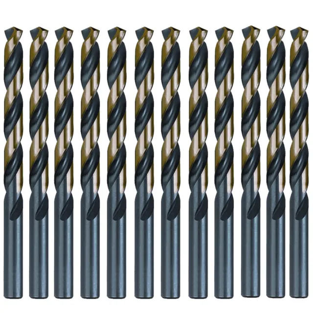 12PCS 1/4" Drill Bit Set HSS M2 Black/Gold Steel Twist Drill Bits Metal Tools