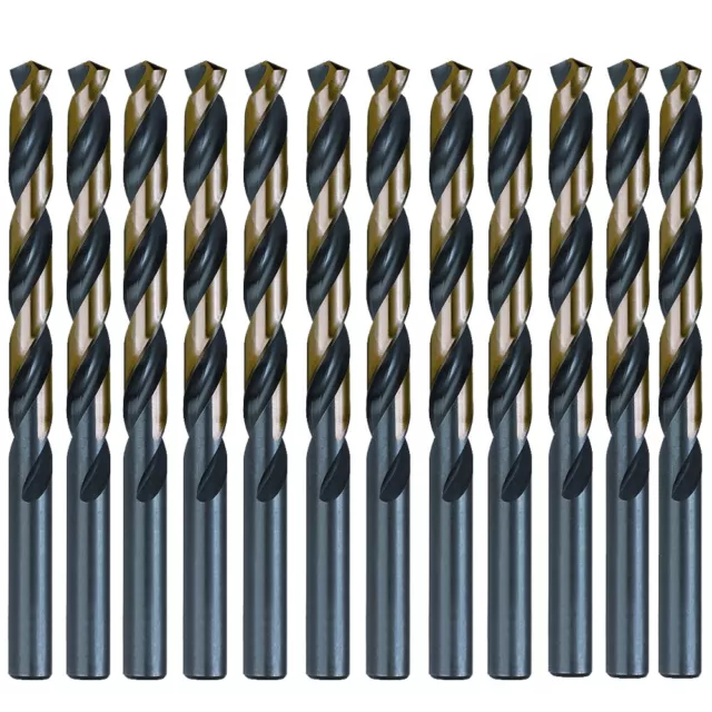 12PCS 1/4" Drill Bit Set HSS M2 Black/Gold Steel Twist Drill Bits Metal Tools
