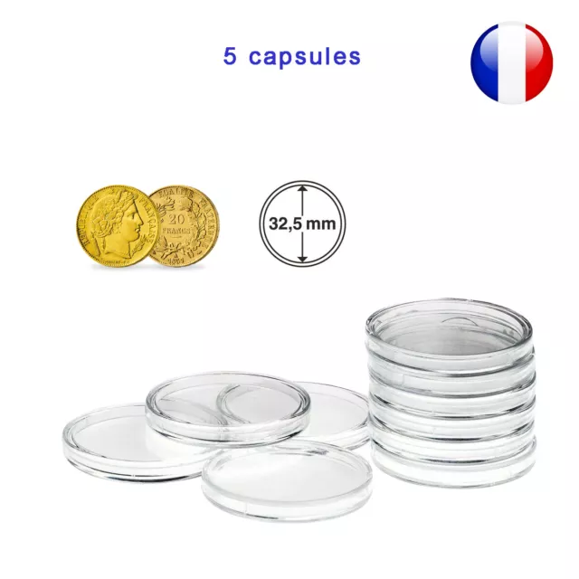 5 Capsules pour monnaie 32,5 mm intérieur - Protection pièce de monnaie