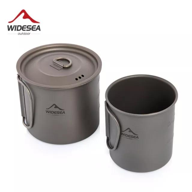 Widesea Camping Titanium Cup Ultralight Outdoor Mug Foldable Handle for Hiking