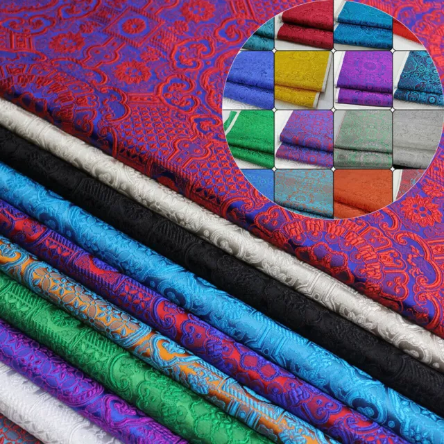 NEW Jacquard Floral Satin Faux Silk Fabric China Brocade Damask Costume Vintage