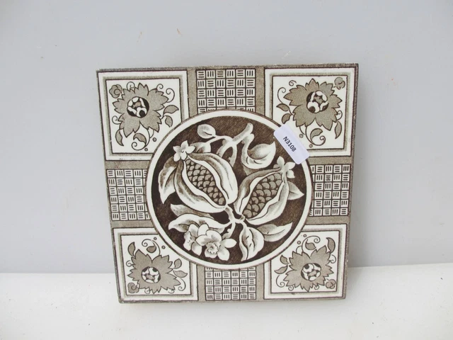 Victorian Ceramic Tile Floral Flowers Leaf Old Antique Art Nouveau Rococo MINTON