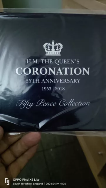 2018 65th Queen Elizabeth II CORONATION 50p Full 5 Coin Set