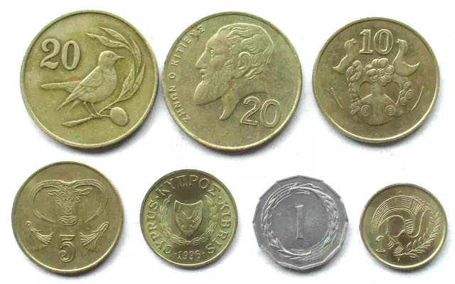 Zypern 7 Münzen Lot  1960-1996