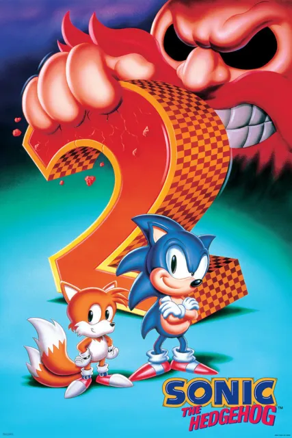 Sonic The Hedgehog 2 24X36 Poster Sega Video Games Gaming Classic Tails Robotnik