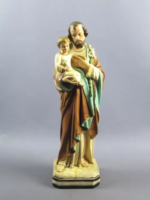 Statua terracotta San Giuseppe con bambino scultura arte sacra vintage anni ‘50