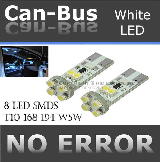 4x pc T10 168 194 No Error 8 LED Chips Canbus White Plugin Step Light Lamps F94