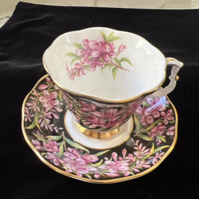 Taza de té Royal Albert Provincial Flores Algas Fireweed y platillo hueso China Inglaterra