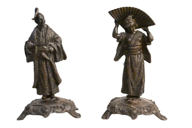 French-Style Silver Plated Japanese Man & Woman, c. 1886-1903; Made In Germany