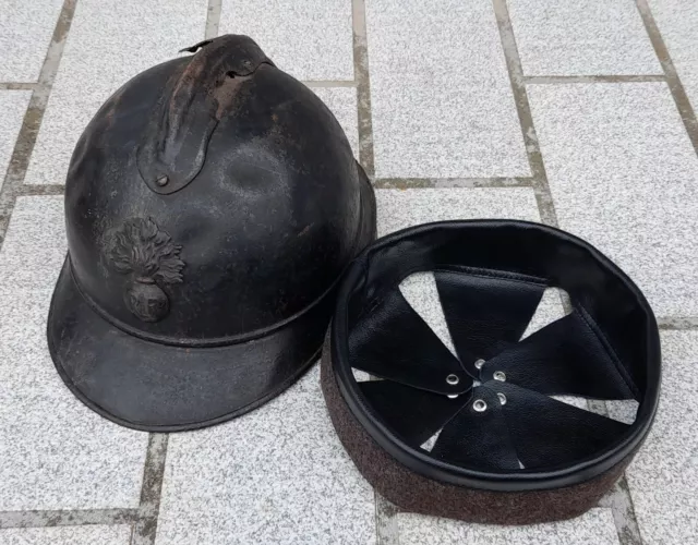 WW1 coiffe intérieure Cuir casque Adrian mod. 15 1915 french helmet liner T.B-59