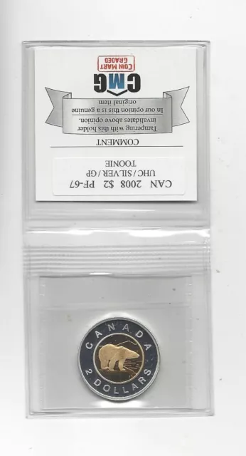 2008  Coin Mart Graded Canadian Toonie, Two Dollar PF-67 UHC Silver GP 2