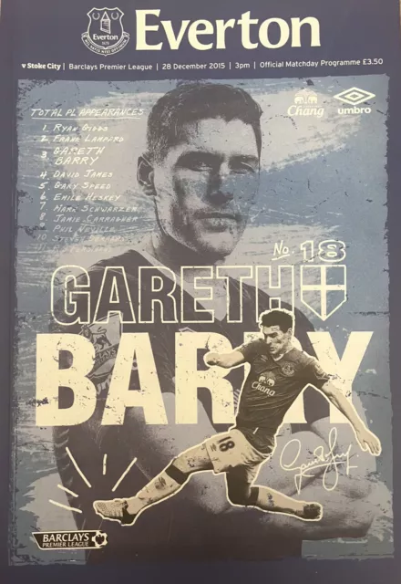 *Mint* Everton V Stoke City Official Pl Football Programme 28/12/15