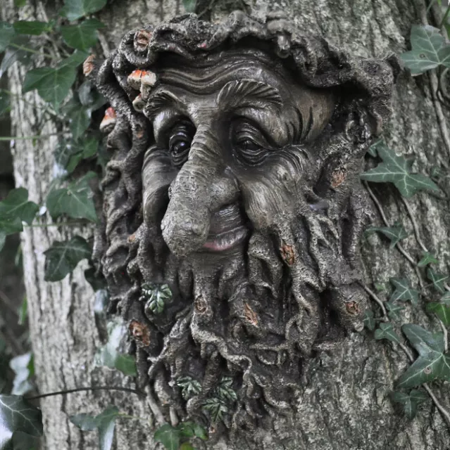 Man Of Forest GreenMan Tree Face Leaf Plaque Wall Garden Ornament New & Boxed