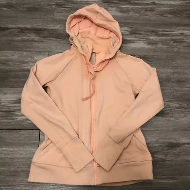 Athleta Hoodie Women's Size Medium Salmon Pink Hooded Full Zip Sweater Jacket