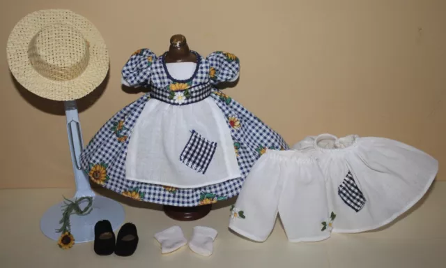 8" Madame Alexander Blue Gingham Outfit tagged REBECCA OF SUNNY BROOK FARM w/hat