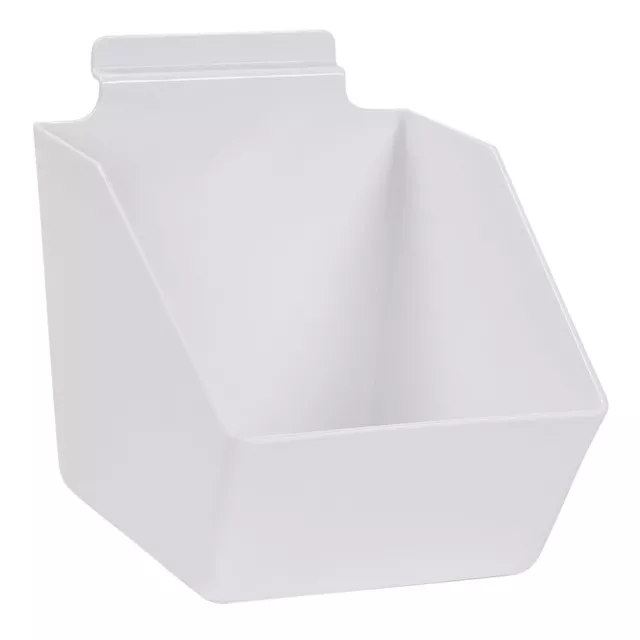 6 x 5 ½ x 7 ½ inch White Plastic Dump Bin - For Slatwall - Set of 2