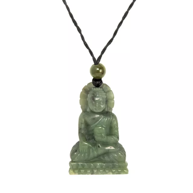 81stgeneration Collana Pendente Giada Nefrite Scultura del Buddha Seduto