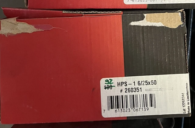 92 HILTI Schlagdübel HPS-1 6/25X50 Kunststoff Universal Dübel lang mit Schraube