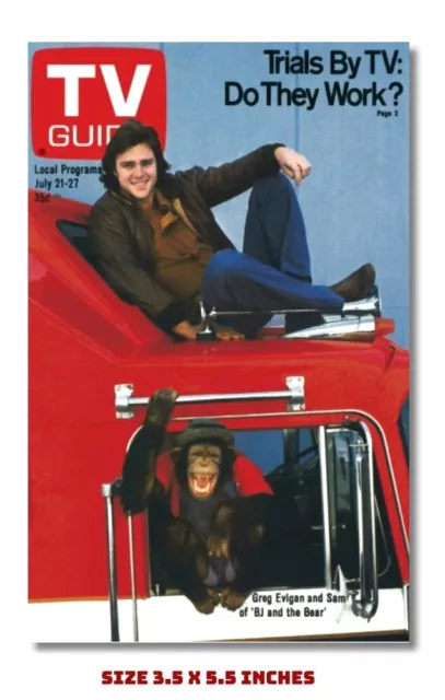 Bj And The Bear Fridge Magnet 1979 Tv Guide Cover 3.5 X 5.5 "