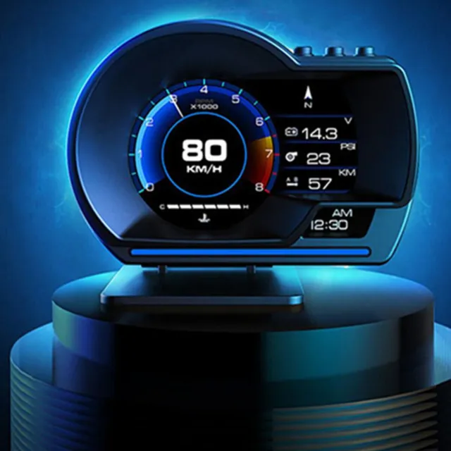 OBD2+GPS HUD Gauge Car Digital Head Up Display Speedometer-RPM/Alarm/Oil Temp