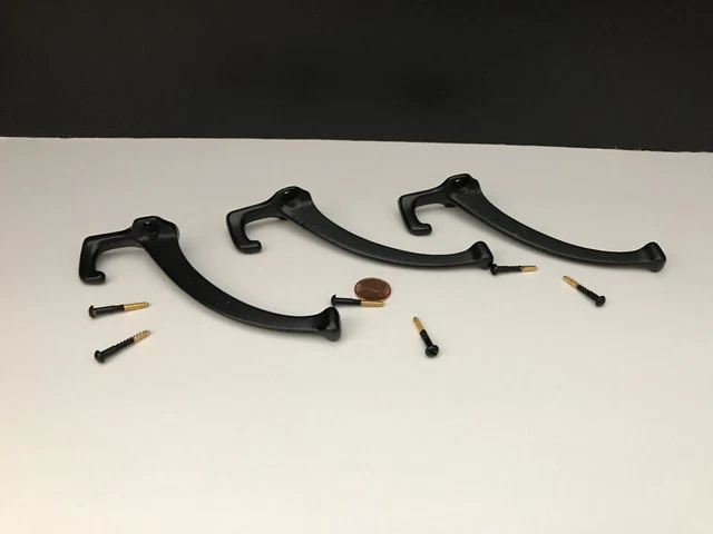 Vintage Mission Cast Iron Hall Tree Hooks - Restored - Set of 3 w/Screws