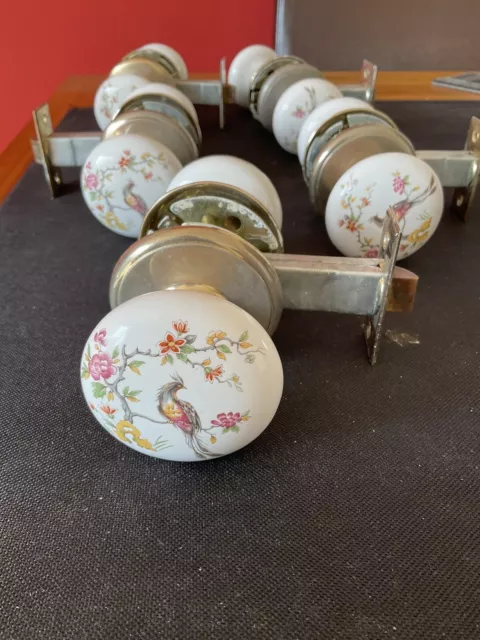 Vintage Gainsborough Ceramic Bird Style Door Knobs. 5 Pairs