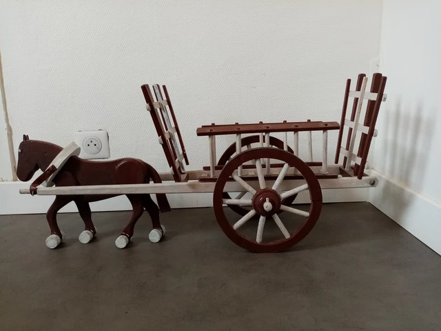 CHEVAL D’ATTELAGE EN TÔLE MADE IN JAPAN ANCIEN JOUET