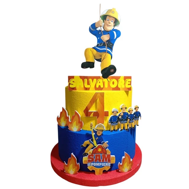 Décoration De Gâteau Comestible Sam Le Pompier - Disque En Azyme, Diamètre 20 Cm - Neuf Sous Emballage