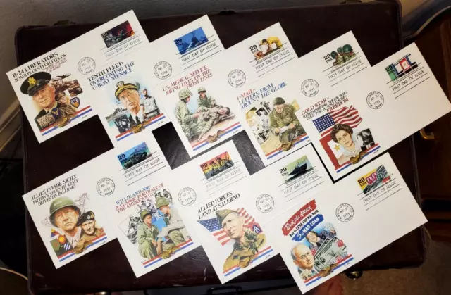 Us First Day Covers - 9   WWII  w/ stamps - Lot#1629