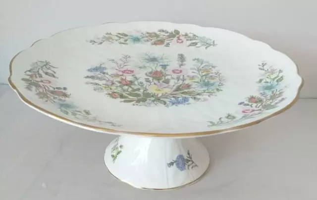 NEW Aynsley Fine English Bone China WILD TUDOR Footed Cake Plate/Stand WTUG20640