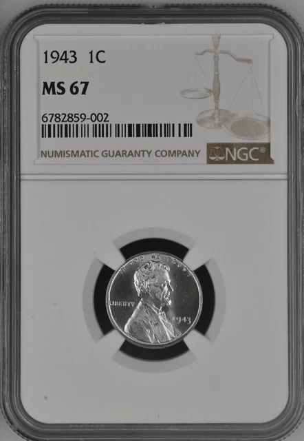 1943 1C  Lincoln Wheat One Cent NGC MS67   6782859-002