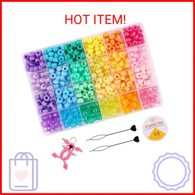 3600Pcs Kandi Beads Bracelet Making Kit, 9Mm Pony Beads for