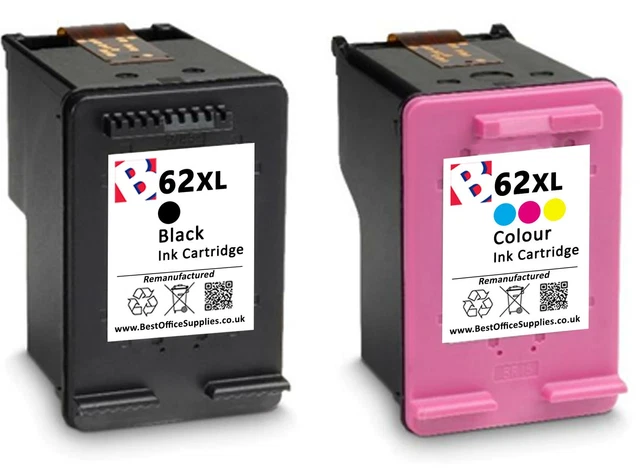 Cartucce per Stampante Rigenerate 62 XL Nero e Colore per HP Envy 5640 Stampanti