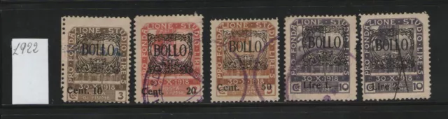 Italy - Revenue  Fiume Marche Da Bollo- 1922 Marche Fiume Soprastampa Con Fregio