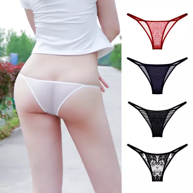 Women See-Through Panties Briefs Sexy Low Rise Thongs Lingerie Tangas Underwear 2