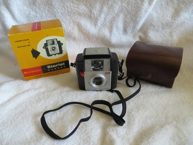 Appareil Photo Ancien Kodak Brownie Starlet - Avec étui Cuir - Flash Intégré