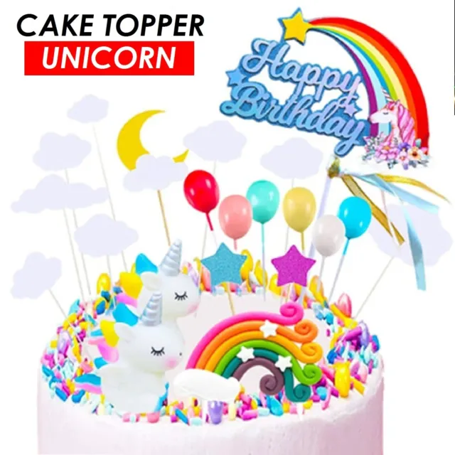Unicorn Cupcake Toppers Cake Toppers Wrappers Balloon Birthday Cake Decoration