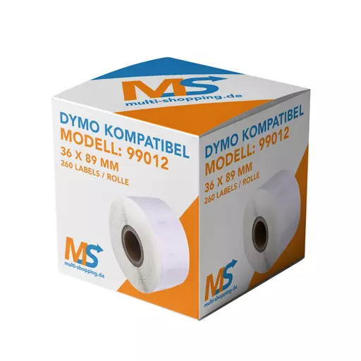 5 x Label Etiketten kompatibel für Dymo 99012 - 36 x 89 mm - 260 Label S0722400