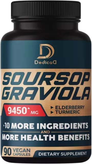 11In1 Soursop Graviola Capsules up to 30:1 Extract 9450Mg Supplement 3 Months