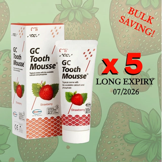 5 X GC Strawberry Flavor Tooth Mousse 40g -- LONG EXPIRY 07/2026 $130. ...