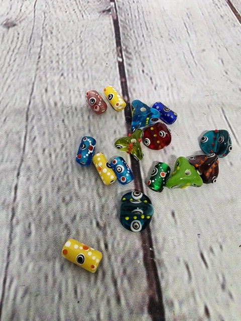 Mixed Set of 15 Colorful Glass Beads